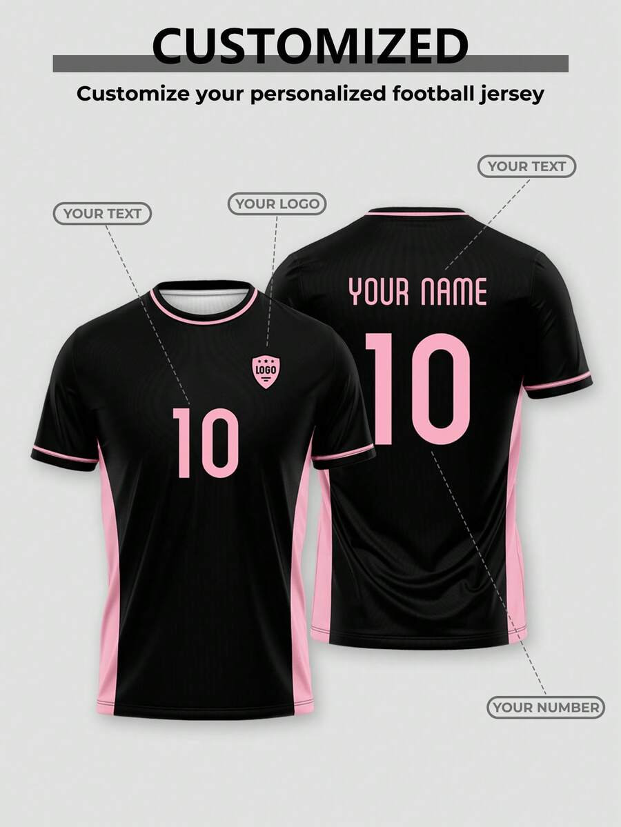 2026-27 Season Customized American Miami Football Jersey T-Shirt With Personalized LOGO, Number, Team Name And Player Name - Black - View 1