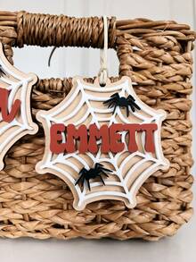 Label Jaring Laba-laba | Label Keranjang Halloween | Label Keranjang "Boo" | Label Halloween yang Dipersonalisasi | Label Tas "Trick or Treat" - Rust Brown - View 2