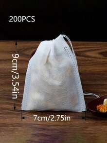 2 Packs 100pcs Disposable Tea Filter Bags With Drawstring, Heat-Sealed Non-Woven Fabric Spice Filter Bags, Tea Bags - Transparent - View 12