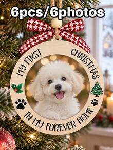 Custom Festive Pet Photo Christmas Ornament, Personalized Tree Hanging Decor, Customized Pet Memorial Keepsake, Customizable Picture Holiday Party Decoration, Xmas Home Decor, Christmas Tree Ornament, Pet Lover Gift Idea, Family Gifts, Couples - Style C - View 11