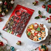 15pcs Mini Christmas Cookie Cutter Set Stainless Steel Cookie Mold Santa Claus, Snowflake, Christmas Tree, Snowman, Angel Shapes Baking Tools Small Cookie Molds - Silver - View 11