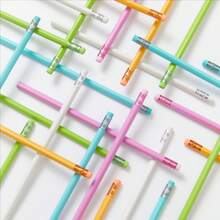 5 Pieces Of Macaron HB Pencils In Bulk, Made Of Plastic With Erasers And Triangular Shape. Ideal For The School Season / Back-To-School Season / Halloween / Christmas. - Multiple Styles - View 7