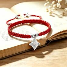 1Pc Sparkling Rhinestone Four Pointed Star Charm Bracelet Adjustable Handmade Woven Rope Bangle Fashion Wristband Jewelry Gift For Women - Four-pointed Star - View 9