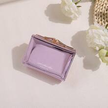 Party Laser Clip Coin Purse, INS Style Women's Multifunctional PU Card Holder, Solid Color Trifold Large Capacity Wallet - Multicolor - View 9