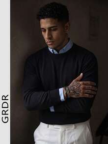 GRDR Men's Autumn/Winter Crew Neck Knit Sweater - Black - View 6