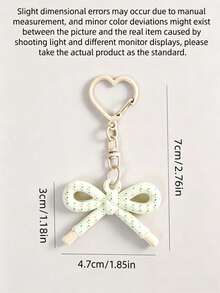10/5/1pc Colorful Plaid Polka Dot Bow Keychain, Heart Buckle Cute Bag Pendant, Macaron Color Bow Hanging Decoration Accessory - Multicolor - View 7