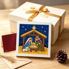 Christmas Cross Stitch Kit, Nativity Scene With Manger, Complete Set With Frame And Tools, 15*15cm DIY Handmade, Virgin Mary And Baby Jesus, Religious Holiday Gift - Multicolor - View 6