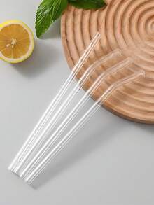 Heat Resistant Clear Glass Straws High Borosilicate Straight Straws Bent Straws For Drinks Cocktails Reusable Drinking Straws For Home Party Bar Travel Kitchen Essentials Accessories Autumn Kitchen Home Decor Back To School Supplies - Multicolor - View 7