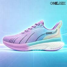 ONEMIX 2026 新款男士時尚運動休閒跑鞋,舒適吸震輕量透氣網布慢跑鞋,馬拉松訓練健身運動鞋,戶外徒步防滑男鞋,日常走路休閒男士運動鞋,氧氣空間氣泡中底科技吸震輕量彈力運動鞋,中性款 - 幻影紫 - 查看 3