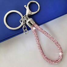 1pc Fashion Rhinestone Lanyard Pendant, Bag, Car Keychain, Women's Minimalist Key Chain - Multicolor - View 3