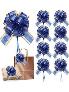 6pcs - Bowknot Gift Wrapping Ribbon Bows, Large Red Christmas Ribbon Bows - Reusable Birthday Ribbon Bows For Gift Boxes And Decorations, Gift Wrapping Wedding Baskets Birthday Party Gift Boxes And Flower Decorations, Christmas Gift Decorations, Christmas Party Supplies (Blue) - A - View 13