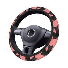 1pc Car Steering Wheel Cover, Lively Pink & Elegant Black Bow Pattern, Unique Design, Printed Craft, Polyester Fiber Material, Waterproof, No Inner Ring, Automotive Interior Steering Wheel Protector, All Season Use - Steering Wheel Cover - View 8