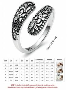 Tysoendlay 925 Sterling Silver Flower Open Ring Vintage Inspired Textured Flower Band For Women Statement Jewelry Gift For Her Music Christmas Easter - Silver - View 5