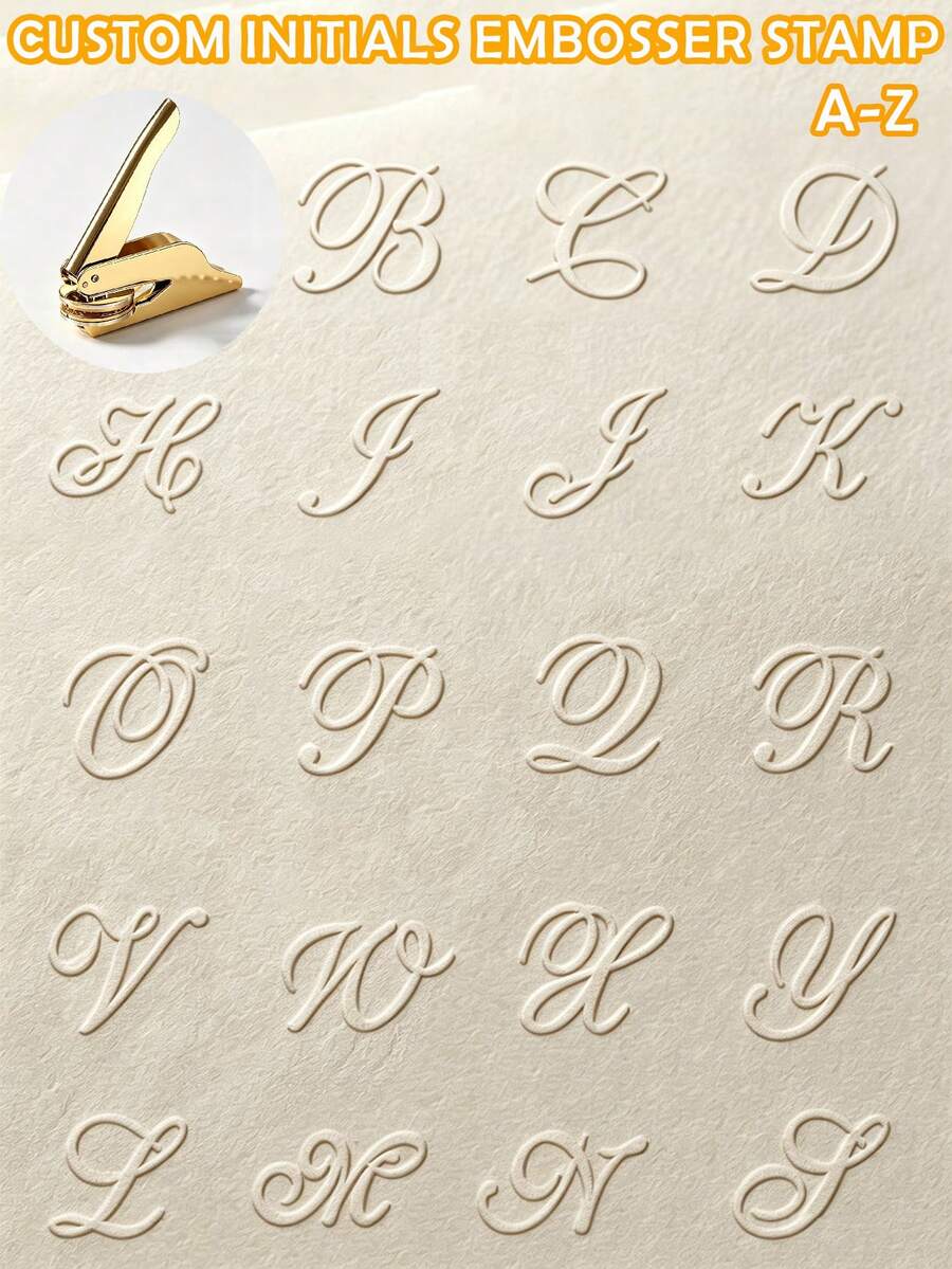 Sello de relieve personalizado con iniciales, sello de relieve personalizado para sobres de boda, sello de relieve de monograma de letra, sello de relieve para invitaciones, sello de relieve para servilletas