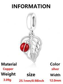 Sweet Food & Fruit Dangle Charm Beads, Pea Ice Cream Donut Apple Pinecone Leaf Design, Fit European Bracelet, DIY Jewelry Accessory,1PC - Silver - View 12