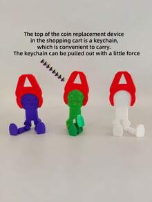 Coin-Operated Shopping Cart Lock Keychain, Novel Compact Portable Lightweight Detachable Cart Token Replacement, With Jointed Legs, Christmas Ring Pendant, Gift For Family And Friends, Suitable For Outdoor Supermarket Shopping, Handbags, Backpacks, Belt Loops, Storage Bags - Multicolor - View 5