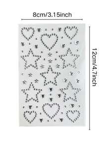 1pc/1set Pearl & Rhinestone Combination Decorative Stickers, Comes With Exclusive Tweezers, Heart & Star Shapes, 3D Embossed Texture, Self-Adhesive Backing, Decoration Patches For Phone, Earphones, Laptop, - Heart and Star - View 8