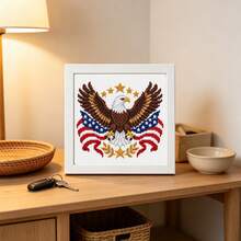 1 Set American Vintage 18 Mesh Fabric Embroidery Kit 15x15cm With Photo Frame Full Tool Set Bald Eagle Flag Pattern Handmade Cross Stitch Stress Relief DIY Wall Hanging - Multicolor - View 7