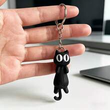 3D Printed Cute Big Eye Cat Keychain, 1pc Durable PLA Plastic, Fantasy Theme Design, Movable Backpack Pendant, Small Decorative Item, Suitable For Desk, Phone, Car, Etc., Can Be Used As Keychain Pendant, Suitable For Various Holidays - Multicolor - View 5