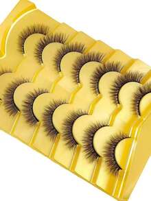 New 7 Pairs/Set Short 3D Faux Mink False Eyelashes, Russian DD Curl, Handmade, Natural Fluffy & Dense, Full Strip False Eyelashes, Wholesale, Eye Makeup False Eyelashes, Eyelashes, False Eyelashes, False Eyelashes - Black - View 4