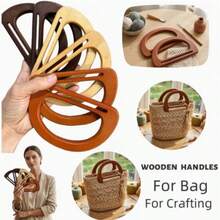 3pcs Wooden Bag Handles, D-Shaped Wooden Wallet Handles Suitable For DIY Handmade Bags, Crochet Tote Bags, Straw Beach Bags Making Accessories, DIY Wallet Making, Multiple Colors Available, Wallet Making - Multicolor - View 5