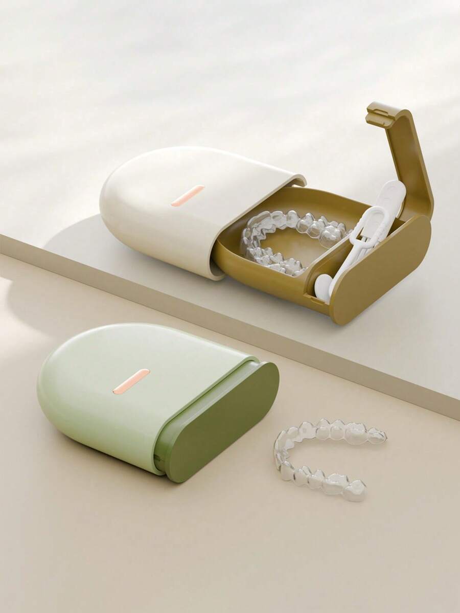 Portable Dental Orthodontic Retainer Storage Box, Invisible Teeth Braces Holder Case, Slide-Out Denture Case, Dust-Proof Box For Invisible Aligners And Dentures, Compact And Portable, Convenient For Travel And Back To School - Multicolor - View 1