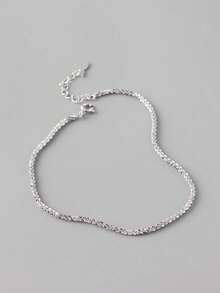 ESBERRY 2pcs/Set Shiny Bracelet & Necklace Jewelry Set, Elegant Valentine's Day Gift Set For Women - Silver - View 7