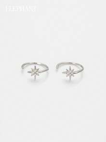 1pc S925 Sterling Silver Mini Diamond Eight-Pointed Star Nose Hook, Pure Silver Nose Jewelry, Minimalist Versatile, Unisex Nose Piercing Accessory, Nose And Ear Universal Piercing Jewelry, Style, Suitable For Men And Women - Multicolor - View 5