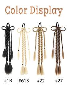 18inch Bow-Tie Braided Ponytail Elastic Hair Tie - A Cute And Elegant Hair Accessory Suitable For Ladies' Music Festivals, Parties, And Everyday Looks - Multicolor - View 7
