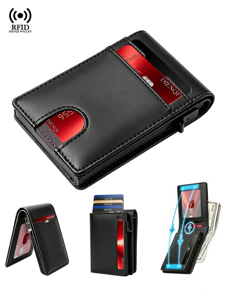 Men's RFID Anti-Theft Pop-Up Card Holder, Carbon Fiber Credit Card Wallet, Ultra-Thin Smart Wallet With ID Window And Cash Slot, Anti-Theft Bank Card Organizer