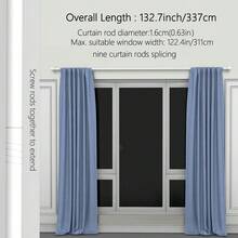 1pc, 5/8 Inch Metal Curtain Rod/Roman Rod/Shower Curtain Rod. Spiral Connector Extends From 45 Inches To 147 Inches, Wall Mounted, Sturdy And Durable. Lantern Decor Curtain Rod Bracket Set, Available In White, Black, Gold, Silver. Modern Classic Style - Multicolor - View 18
