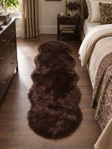 Tapis doux et moelleux marron café, convient pour la chambre, le salon, le bureau, lavable et antidérapant, tapis de salon, tapis de chambre, tapis de chevet, tapis en fausse fourrure, tapis décoratif, tapis à poils longs, décoration de chambre, décoration d'automne pour la maison, décoration de pièce, décoration d'automne - Marron - Voir 2