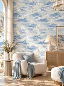 1 Roll Floating Waves Wallpaper, Removable Wall Sticker, Exquisite Mural, Suitable For Home Decor And Wall Art, Ready-To-Use Wall Panel, Wall Covering Material, Spring Home Decor, Instantly Refresh Your Living Space. Rama Decorative Sticker - Perfect Gift For Birthday And Graduation Ceremony. Halloween Decor, Halloween Gift, All Saints' Day Decor, All Saints' Day Gift - Multicolor - View 8