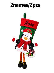 Custom Name Long Leg Christmas Stocking, Festive Fireplace Mantel Gift Sock, Personalized Xmas Tree Hanging Decor, Cute Holiday Decoration, Customized Seasonal Keepsake, Customizable Christmas Gift For Home, Home Christmas Decorations - Multicolor - View 22