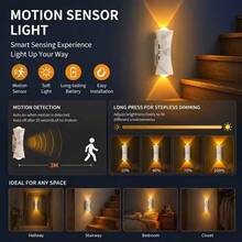 1/2pcs Dimmable Magnetic ,Christmas Lights,LED Night Light,USB Rechargeable Wall Lamp, Smart LED Sensor Wall Light, 3-Color Adjustable, Wireless LED Wall Light, Suitable For Stairs, Bedroom, Hallway, Kitchen, Cabinet,Christmas Decor/Gift - Curved Multicolor - View 5