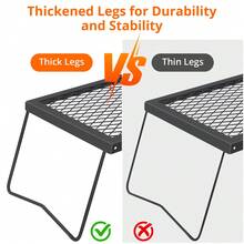Wanfeeso Heavy Duty Folding Campfire Grill - Portable Outdoor BBQ Rack For Camping & Patio - Collapsible Fire Pit Cooking Grate & Rug Accessory - Carry Bag - Grill 17*12.2 - View 4