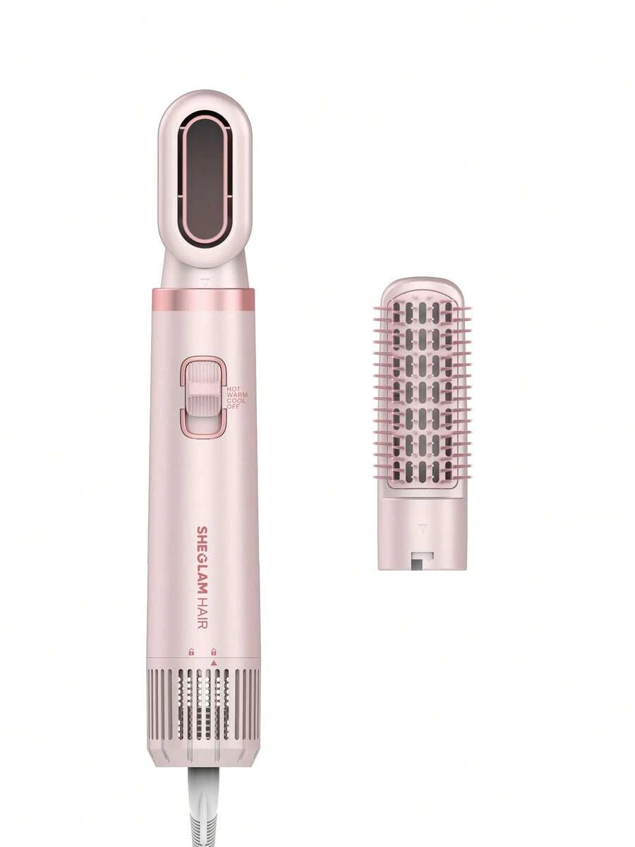 SHEGLAM HAIR Blowout Bliss All-In-One Multi-Styler,3-Level Air Temp,30000 RPM Volumizing Brushes For Quick,Anti-Frizz,Powerful Airflow 2X Faster Drying,Universal Voltage For Hair Styling (Pair With Different Shape Adapters) - Pink - View 1