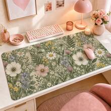 1pc Retro Polka Dot Floral Extended Mouse Pad, 2 Styles Available, Sage And Rose Desk Mat, Polyester Surface With Non-Slip Rubber Base For Home Office, Study, Dorm And Gaming, 3 Sizes Available - View 5