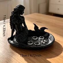 Mermaid Jewelry Tray, Mermaid Sculpture With Exquisite Details, Curly Hair And Clear Fish Scale Texture, Tray Groove Can Hold Thin Silver Rings And Pearl Earrings, Home Decor Tray (Random Gradient Color) - View 4
