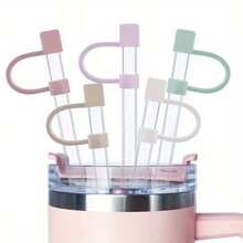 2 PCS Straw Cap Sets, Suitable For 20/30/40 Ounces Travel Cups, PVC Straw Cap Covers, Dust-Proof Beverage Accessories - Multicolor - View 2