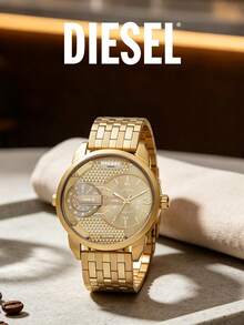 Diesel DZ7306 Luxury Gold‑Tone Men Watch, Dual‑Time Display Hollow Textured Dial For Business Daily Street Look - Gold - View 1