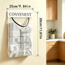 1/2pcs Kitchen Cabinet Door Hanging Mesh Storage Bag, Multi-Functional Wall-Mounted Storage Bag, Large Capacity Plastic Bag Storage, Space-Saving Kitchen Storage Organizer For Home - Multicolor - View 5