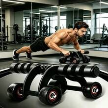 1pc Four-Wheel Ab Roller Stable Non-Slip Core Strength Training Multi-Function Abdominal Exerciser Fitness Equipment For Men & Women Home Use - Multicolor - View 4
