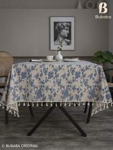 Bubaba 1pc Vintage Orchid Pattern Rectangular Tablecloth, Bohemian Country Farmhouse Style Linen Floral Print Retro Home Decor Placemat Tablecloth, Suitable For Dining Room, Kitchen, Bedroom, Living Room, Gathering, Party, Wedding, Holiday Celebration, Round Tablecloth, Cafe, Party Decoration, All Seasons - Multicolor - View 5