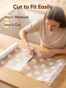 1 Roll Of Fresh Daisy Pattern Padding, Odorless Drawer Padding, Non Stick, Waterproof, Dustproof, Made Of Lightweight EVA Plastic Material, Suitable For Drawers, Cabinets, Shelves, And Refrigerators. Multi Functional, Suitable For All Seasons. - Fresh Daisy Pattern - View 2