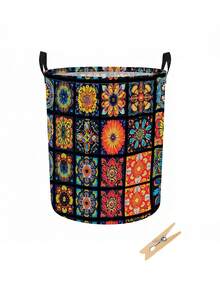 Dirty Clothes Storage Basket, Gift Storage, Suitable For Sofas, Toys, Bohemian Style, Suitable For Sofas, Toys, Living Room, Bathroom, Bedroom And Other Places, Storage Basket, Clips - Multicolor - View 9