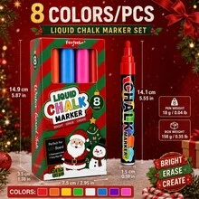 1pc 6/8/12/24 Colors Washable And Wet-Wipeable Liquid Chalk Markers, Suitable For Blackboard, Blackboard Signs, Whiteboard, LED Glass Window, Car Window Painting Advertising Chalk Marker Pens, Essential Back To School Learning Stationery - Multicolor - View 11