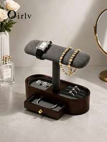 Oirlv Vintage Wooden Watch & Jewelry Display Rack With Pull-Out Drawer For Rings Earrings Bracelets, Tabletop Jewelry Organizer Box Ideal Gift For Jewelry - Bracelet Stand - View 1