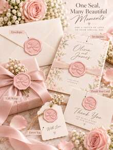 20/30/50/100pcs Bow Wax Seal Stickers, Wedding Invitation Envelope Seals, Self-Adhesive Envelope Seals, Suitable For Wedding, Invitation, Envelope, Gift Packaging, Christmas - Bow--blush Pink (New 3) - View 5