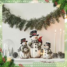 3pcs Christmas Decoration Winter Table Layered Tray Decor Wooden Snowman 3 Pieces Set Christmas Winter Decoration - Standard - View 2